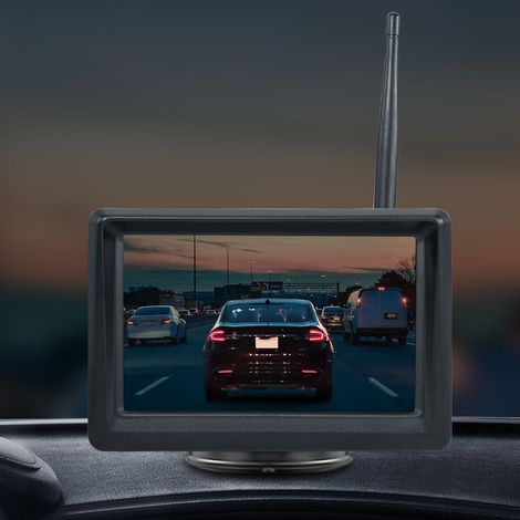Caméra de recul numérique haute définition sans fil universelle de 5 pouces (1280 x 720 pixels) avec caméra grand angle de 150° et petite caméra pour voiture. (1/5)