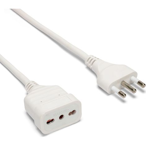 Velamp PROLIT16A-10 Prolunga Elettrica Bianca 10mt Spina Italiana 16A e Presa Italiana Bipasso 10-16A Cavo H05VV-F 3x1mm2 (1/5)