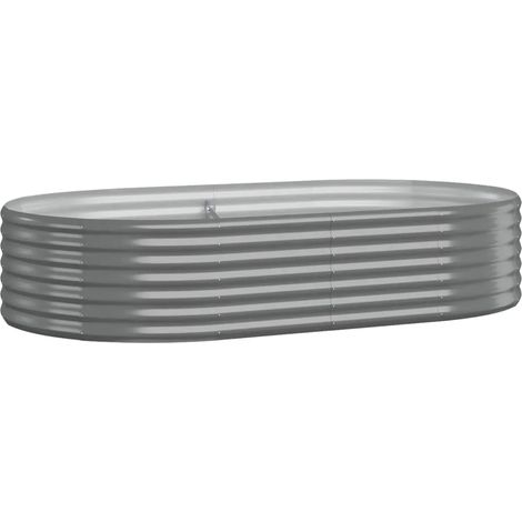 Huerto ovalado elevado 175 x 100 x 36 cm práctico y resistente a la intemperie fabricado en acero galvanizado gris 020046576 (1/5)