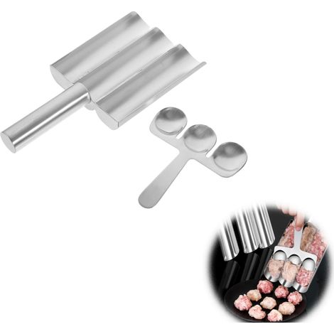 Moule à Boulettes de Viande Inoxydable avec Spatule Formeur de Boulettes Réutilisable et Facile à Nettoyer pour Cuisine Maison (1/5)