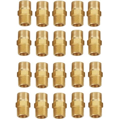 Adaptateur rapide de mamelon hexagonal en laiton 1/8 BSP Connecteur raccord tuyau 20pcs durable haute qualité - (1/5)