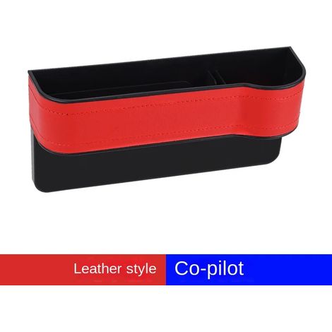(A-Red copilot) Organisateur latéral de siège avec porte-gobelet pour voiture, en cuir, multifonctionnel, combleur d'espace entre les sièges, boîte de rangement, poche de siège, rangement pratique (1/5)