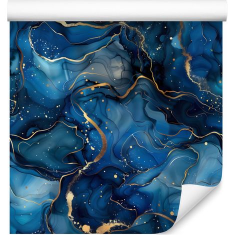 Carta da parati Ink blu navy, blu, turchese e grafite 50x1000 cm (1/5)