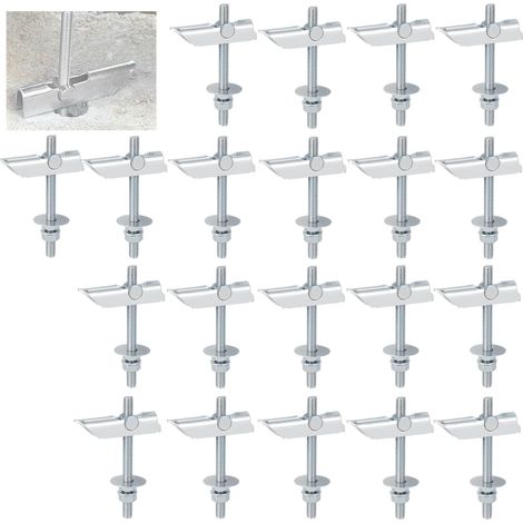 Cheville a Bascule, 20 pièces Chevilles à ressort rabattables pour charges lourdes en acier au carbone, M8 x 100 mm Chevilles pour cavités, pour murs creux, panneaux en fibre (1/5)