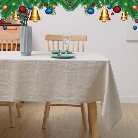 Nappe en lin rectangulaire 140x300 cm lin naturel pour table de salle à manger et table de cuisine