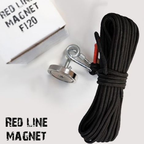 RED LINE Magnete Fishing neodimio fino 120 Kg + Corda mt.20 - F120
