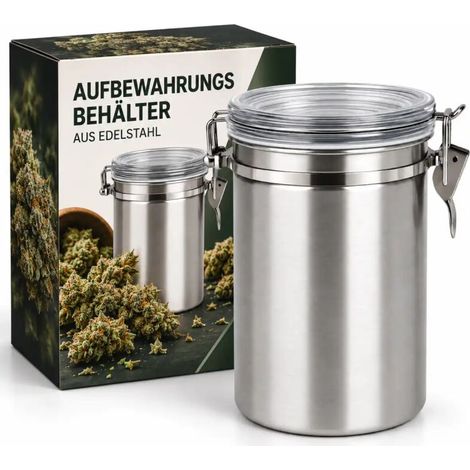 Luftdichter Metall Behälter 1800 ml – Aromadose Aufbewahrung