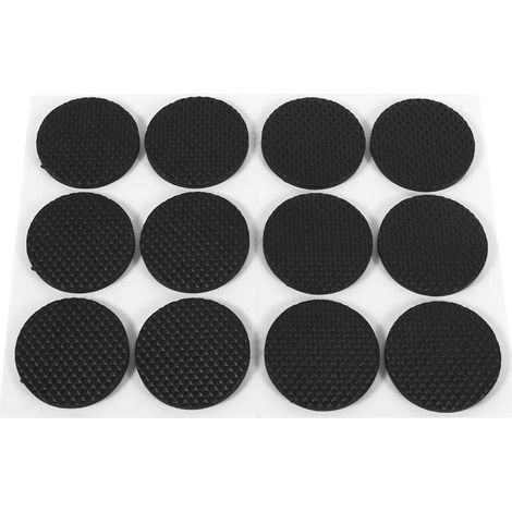 SJLERST Protecteurs de sol auto-adhésifs noirs, 12 pièces, pour meubles, canapé, Table, chaise, pieds en caoutchouc ronds (1/4)