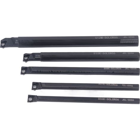 Lot de 5 porte-outil aléseur CNC acier rapide pour tour avec clés, S06K S07K S08K S10K S12M SCLCR06 (1/5)
