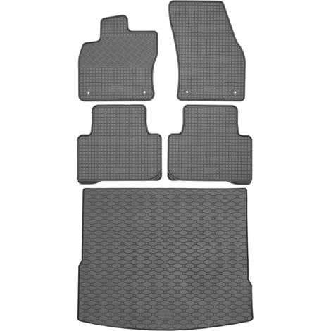 Ensemble de tapis de sol en caoutchouc pour Volkswagen Tiguan II SUV (à partir de mai 2016) + tapis de coffre