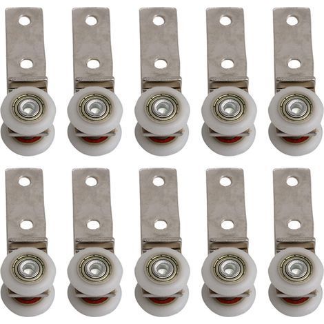 6,5 x 1,9 cm Coude de conduit en métal Roulement Bloc de poulie avec deux Plastique de roue pour porte coulissante fenêtre Cabinet (1/5)