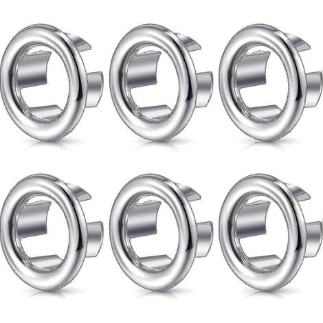 Lot de 6 anneaux de trop-plein décoratifs pour lavabo de cuisine ou de salle de bain. Couvercle de trop-plein rond et cache-bonde pour évier. (1/5)