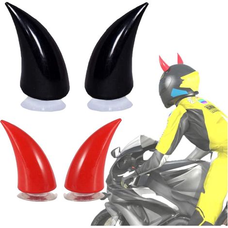 Cornes de Diable Lot de 4 Décorations pour Casque Moto - Accessoires Démon Souples avec Ventouse en Caoutchouc pour Casque Tout-Terrain Motocross (1/5)