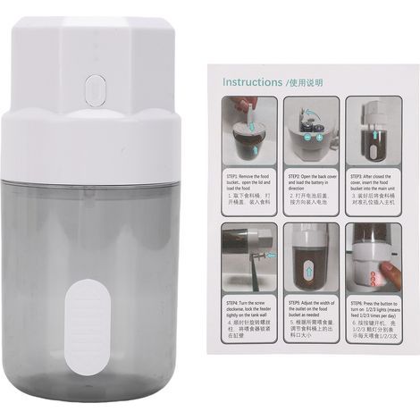 Mangeoire Automatique pour Poissons Minuterie Intelligente 3 Modes d'alimentation Aquarium 350 ML Grande capacité Ouverture réglable Tortue Alimentation par Batterie pour Grenouille Axolotl Blanc (1/5)