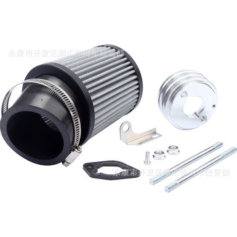 Mini go-kart compatible GX160 Predator 212cc 6.5 air filter intake kit in silver. (1/3)