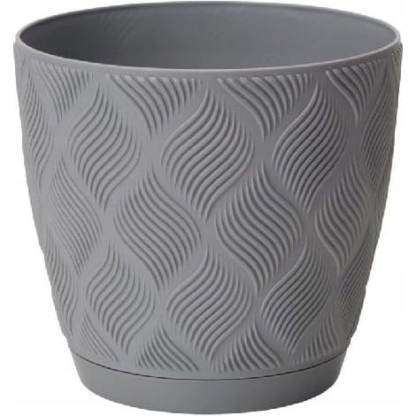Pot de fleurs décoratif en plastique gris 12,8 x 11,8 cm