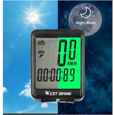 Compteur De Vélo - Sans Fil - Étanche Ip65 - Écran Lcd Rétroéclairé - Fonctions Vitesse Distance Temps Calories - 1 Pièce (1/4)