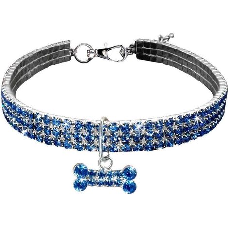 MINKUROW Haustierhalsband, elastisch, Strass, Strass, für kleine Hunde (30 x 5 cm)-Blau (1/5)