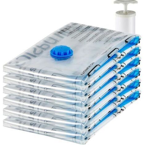 Lot de 10 sacs de mise sous vide grand format (80 x 100 cm), avec fermeture éclair, valve hermétique et pompe manuelle, offrant 80 % d'espace de rangement supplémentaire. (1/5)
