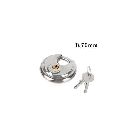 Cadenas à disque en acier inoxydable, 70 mm, avec 2 clés, résistant aux intempéries, pour une utilisation intérieure et extérieure, (1/5)