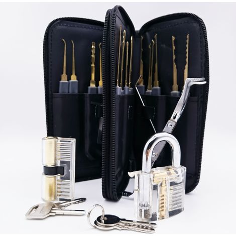 Kit de Crochetage Serrure, 24-Pièce Lock Picking Kit, Outils de D’entraînement pour Serruriers Débutant et Pro