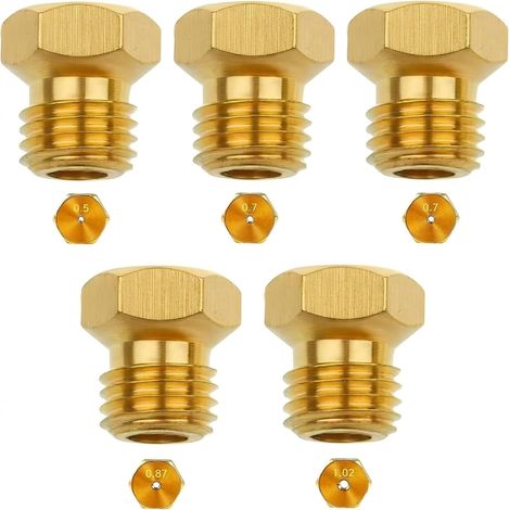 5 Pièces Gicleur Gaz Butane Universels, Kit Injecteurs Gaz Butane, Buses pour Cuisinière à Gaz Propane, 0,5/0,7/0,7/0,87/1,02, Compatible GPL et Gaz de Ville, Remplacement pour Brûleur (1/5)
