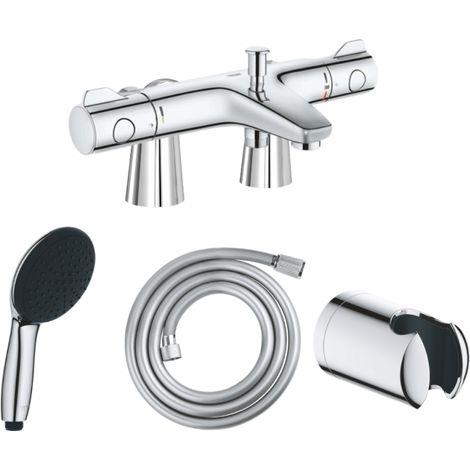 Grifo termostático de bañera GROHE Precision Trend con barra de ducha Idro'Flex + teleducha Start de 2 chorros + flexo + soporte (1/4)