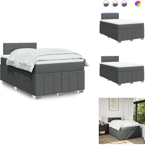 Sommier à lattes de lit avec matelas Gris foncé 120x200cm Tissu - Sommier À Lattes De Lit - Sommiers À Lattes De Lit - Lit - Meuble De Chambre À Coucher (1/5)