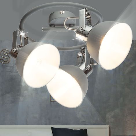 Decken Strahler Lampen Rondelle Chrom Grau bewegliche Spots Wohn Zimmer Beleuchtung