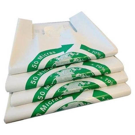 BOLSA DE CAMISETA 30X40CM 50 MICRAS 70% RECICLADO PAQUETE 100 UD