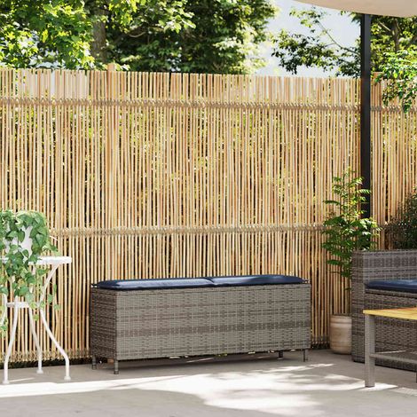 Banc de jardin avec coussin gris 110 x 30 x 40,5 cm résine tressée - vidaXL (1/5)