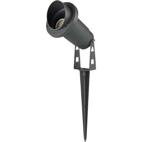 TRADE SHOP - Faretto Esterno Da Giardino Doppia Istallazione Con Picchetto Staffa Gu10 Ip65 Et-01 - Grigio