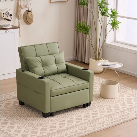 Poltrona letto convertibile 1 posto 74x87x84 cm in legno verde FLORAGRACE (1/5)