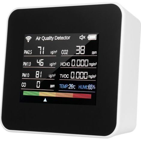 [JAMAIS UTILISÉ] Moniteur de qualité de l’air intérieur 14 en 1 Tuya WiFi, détecteur CO₂, CO, TVOC, HCHO, température, humidité, PM2.5, PM1.0, PM10, écran couleur TFT 2,8 pouces, contrôle via applicat (1/4)