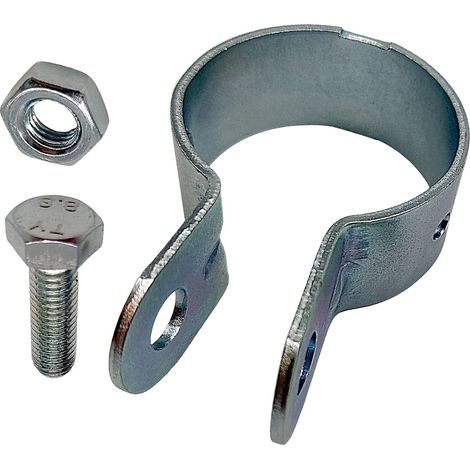 INDUSTRIAL  Collier de Serrage Poteau 50 mm  Couleur Galvanisé  Diamètre: 50 mm  Pack 10  Accessoires pour Clôtures et Poteaux  pour Fixation Entretoises au Poteau Cloture (1/5)