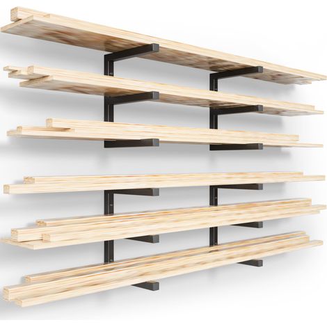 Organiseur en bois et support mural en bois - Étagère en métal robuste avec 6 niveaux pouvant supporter jusqu'à 544,3 kg - Utilisation intérieure et extérieure - Noir (1/5)