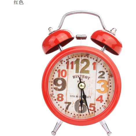 Despertador de dormitorio, clásico, ultra silencioso, de cuarzo retro, fabricado en metal con retroiluminación, ideal para escritorio, armario, mesita de noche o para viajes - Crezuo