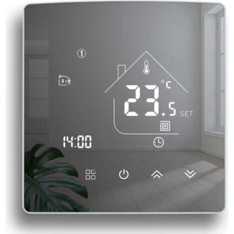 Mirror Thermostat Heating Thermostat Programmable Room Thermostat Digital Wall Thermostat for Water Heating Underfloor Heating 3A (1/4)