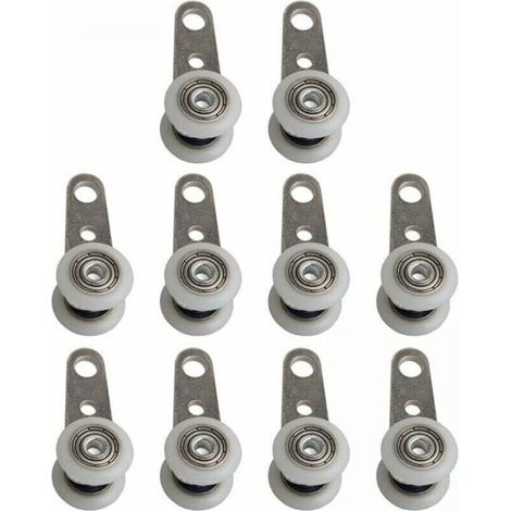 10er-Set Rollen für Erkerfenster oder Schiebetüren - Metall und Kunststoff - 4 x 1,9 cm (1/4)