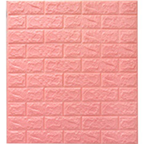Panneaux muraux en briques 3D autocollants étanches anti-collision DIY en mousse rose pour chambre cuisine épaisseur 2,5mm (1/5)