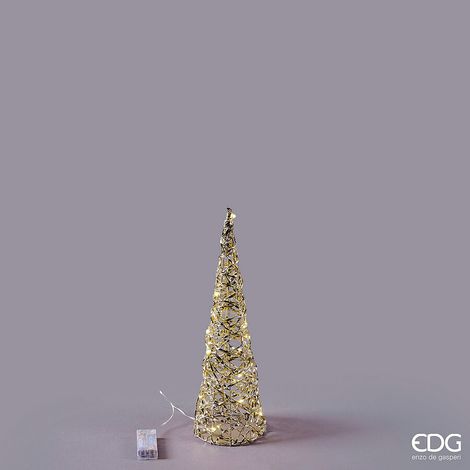 EDG Enzo De Gasperi Albero di Natale Led Intreccio Cono 20 MicroLed H 40 Cm D 12 Cm IP20 Gold (1/2)