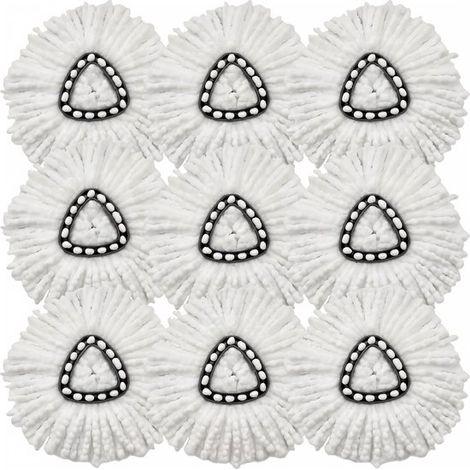Lot de 9 recharges microfibre pour vadrouille – Compatible avec serpillères à essorage – Blanc – Turbo – Remplacement facile (1/2)
