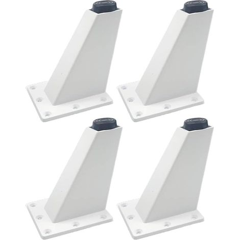 Un ensemble de 4 pieds de meubles, en alliage d'aluminium, pieds de meubles de cuisine triangulaires réglables, faciles à installer, beaux et élégants, disponibles en noir et blanc (blanc 10 cm).