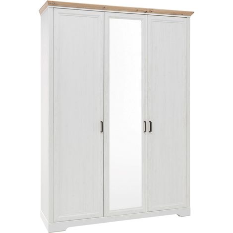 Kleiderschrank 3-türig 164 cm breit Pinie weiß mit Eiche JÜLICH-77 (1/5)