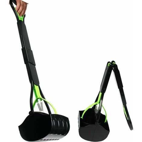 Pelle ramasse-crottes 80 cm pour chien et chat, modèle portable avec levier ergonomique et ressort haute pression, outil pratique pour nettoyer les déjections en extérieur, équipé d'un manche long et (1/4)