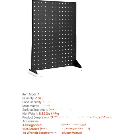Support d'affichage en pegboard, acier durable, design compact, 4pcs (1/2)