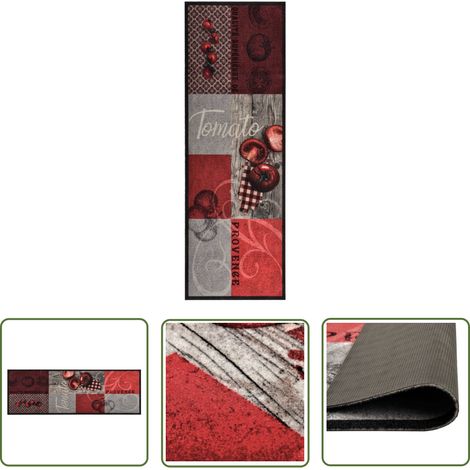 The Living Store Küchenteppich Waschbar Tomaten 60x300 cm - Bodenmatte - Küchenmatte - Türmatte - Wohnzimmerteppich - Esszimmerteppich (1/5)