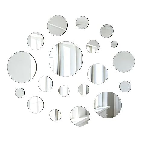 Lot de 33 Miroirs Adhésifs Acrylique, Petits Miroirs Autocollants Ronds en 5 Tailles (2-10cm), Stickers Miroir pour Décoration Murale DIY, Mosaïque, Salle de Bain, Chambre (1/5)