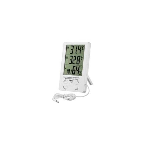 Crezuo Digitales Innen-/Außenthermometer, LCD-Hygrometer mit Uhr, Min/Max-Anzeige, °C/°F-Umschaltung (1/2)
