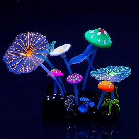 plante D'eau Corallienne Pour Aquarium Avec Effet De Paillettes Simulation Champignon Feuille De Lotus Dcoration Raliste Colore Ajouter Silicone D (1/5)